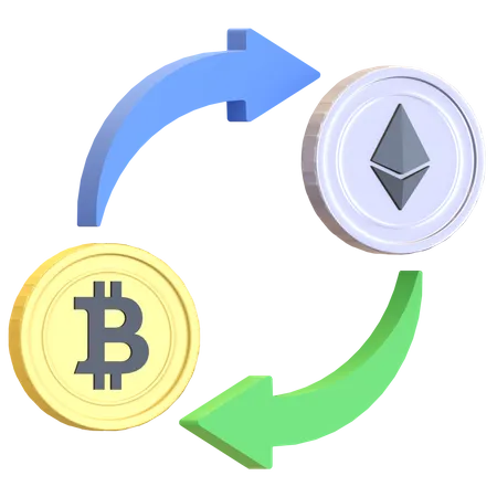 Intercambio de bitcoin a ethereum  3D Illustration