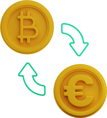 Cambio bitcoin a euro  3D Illustration