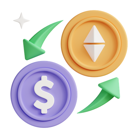 Intercambio de criptodólares  3D Icon