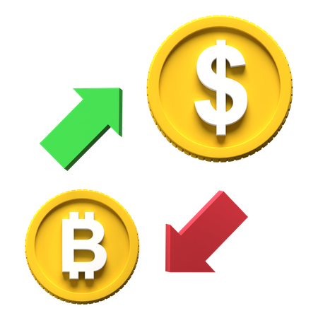 Cambio de dólar bitcoin  3D Illustration