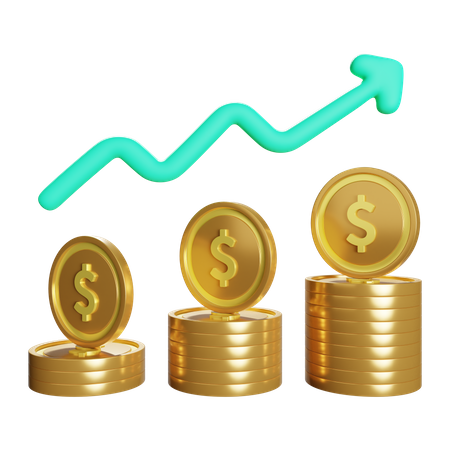 Monedas, Intercambio, Finanzas, Bolsa, Crecimiento, Beneficio  3D Illustration