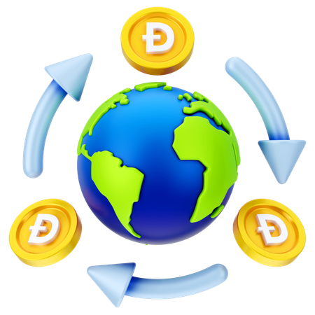 Intercambio global de dogecoin  3D Icon