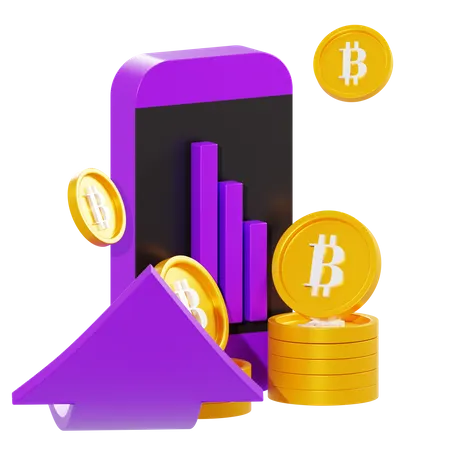 Intercambio móvil bitcoin  3D Illustration