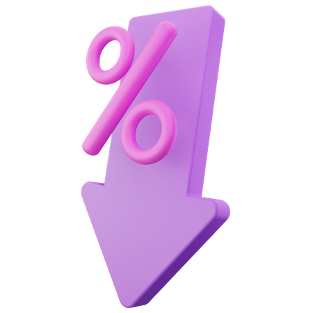 Interest Rate Decrease  3D Icon