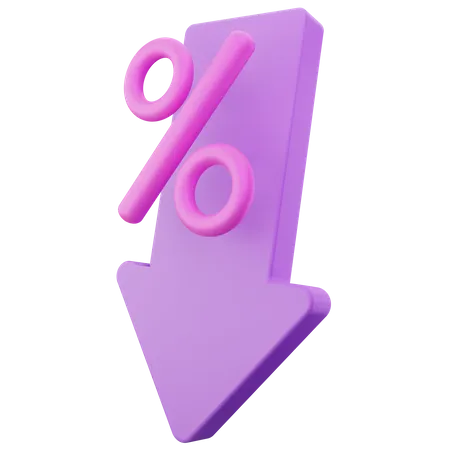 Interest Rate Decrease  3D Icon