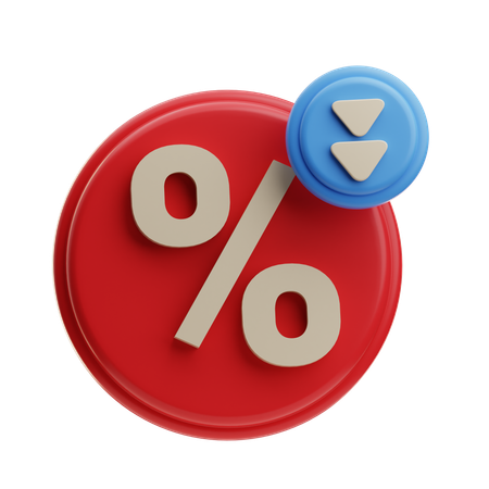 Interest Rate Down  3D Icon