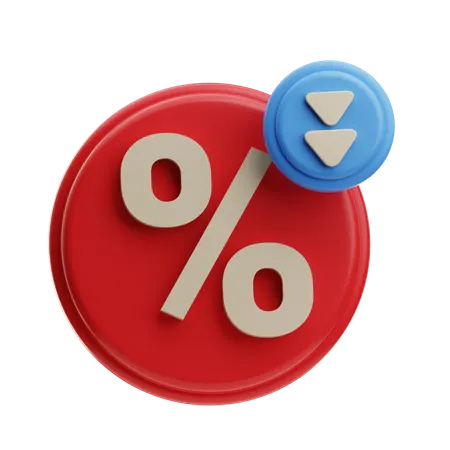 Interest Rate Down  3D Icon