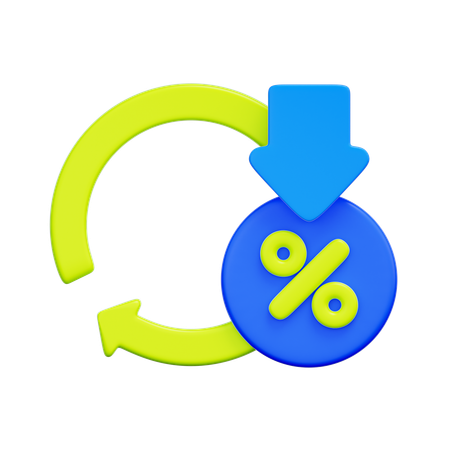 금리 인하  3D Icon