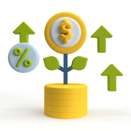 Interest Rate Up  3D Icon