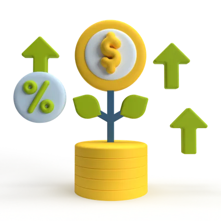 Interest Rate Up  3D Icon