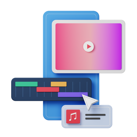 Interface do aplicativo editor de vídeo  3D Illustration