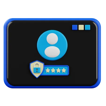 Interface de login com escudo  3D Icon