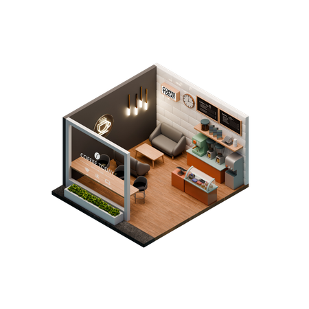 Interior de cafeteria  3D Icon