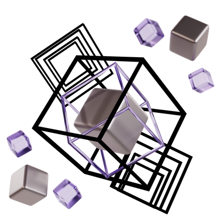 Interlocking Cubes Abstract Geometric  3D Icon