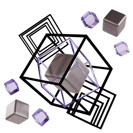 Interlocking Cubes Abstract Geometric  3D Icon