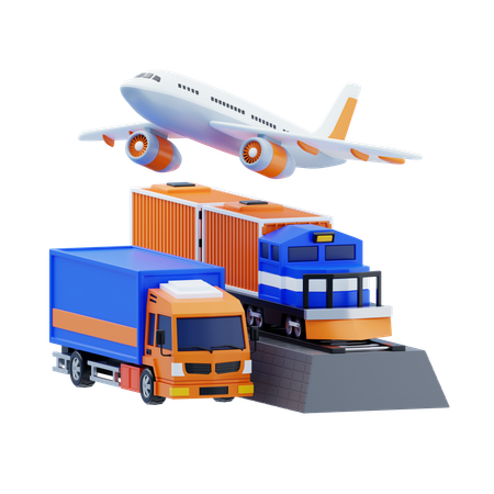 Intermodal Transport  3D Icon