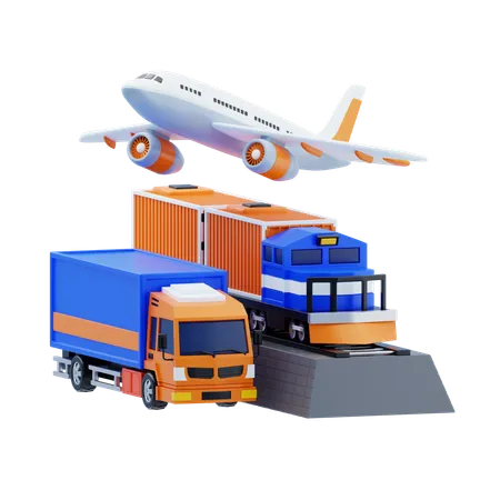 Intermodal Transport  3D Icon