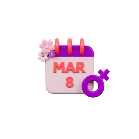 International Woman Day Calendar 3 D Icon 3D Icon