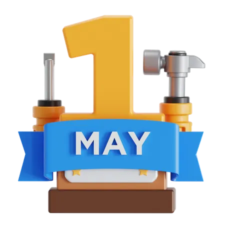 International workers day date  3D Icon