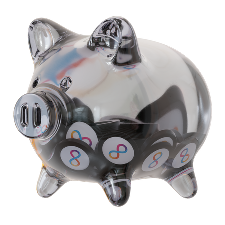 Internet Computer (ICP) Clear Glass Piggy Bank  3D Icon