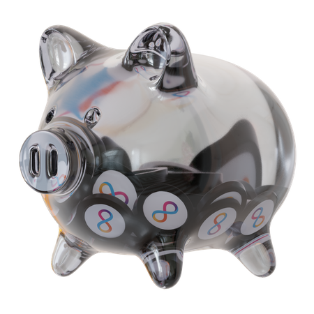 Internet Computer (ICP) Clear Glass Piggy Bank 3D Icon