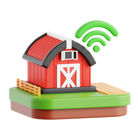 농장에서 인터넷 연결  3D Icon
