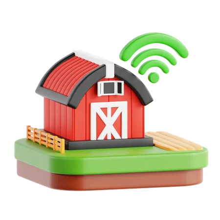 농장에서 인터넷 연결  3D Icon