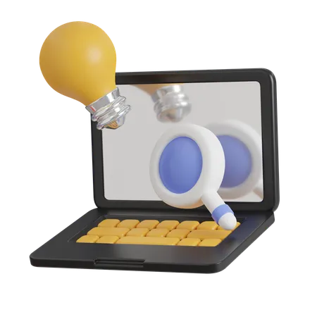 Laptop Research Idea Icons Minimal 3 D Illustration School Education 3D Icon