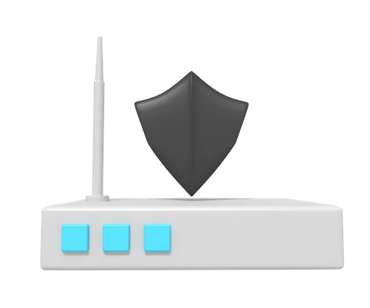 Security Shield Of Internet Router 3D Icon