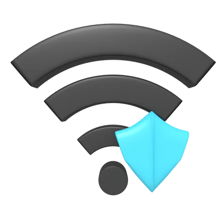 Data Wifi Internet Lock Shield 3D Icon