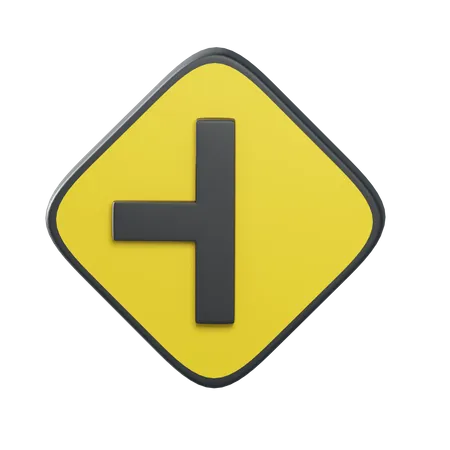 Objeto 3 D Renderizacao De Sinal De Transito Cruzamento Da Estrada Lateral Sinal Amarelo 3D Illustration