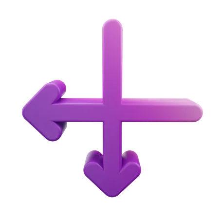 Intersect Left Down Arrow  3D Icon