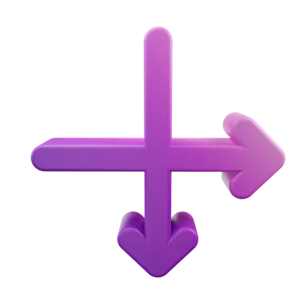 Intersect Right Down Arrow  3D Icon