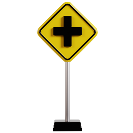 Intersection Warning Sign  3D Icon