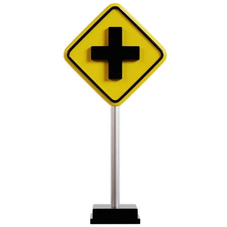 Intersection Warning Sign  3D Icon