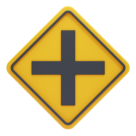 Intersection Warning Sign  3D Icon