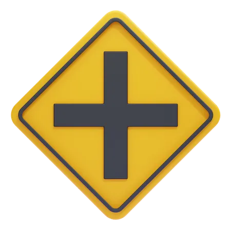 Intersection Warning Sign  3D Icon