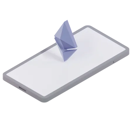 Vista Isometrica Del Telefono Con Ethereum Flotando De Lado 3D Icon