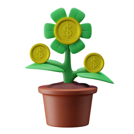 Crecimiento de la inversión en flores  3D Icon