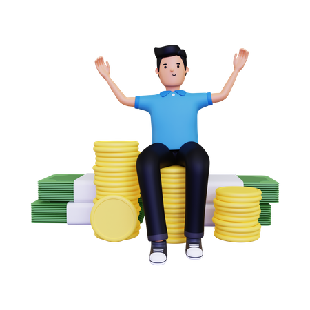 Inversionista masculino exitoso  3D Illustration