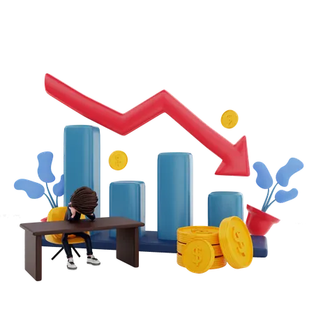 Inversor obteniendo pérdida en la inversión  3D Illustration