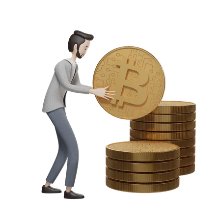 Investidor bitcoin  3D Illustration