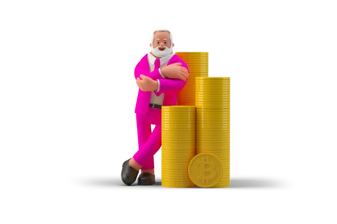 Investidor bitcoin  3D Illustration