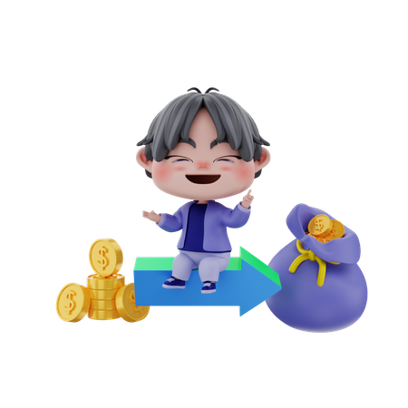 Investidor de sucesso obtendo lucro  3D Icon