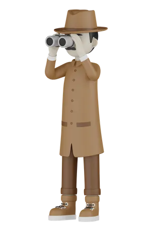 Investigator Use Binoculars  3D Illustration