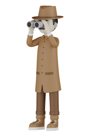 Investigator Use Binoculars  3D Illustration