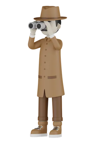 Detective Character With Different Poses 3D Illustration