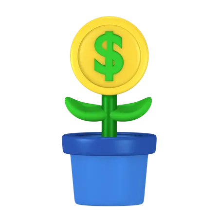 Crescimento do dinheiro de investimento  3D Illustration