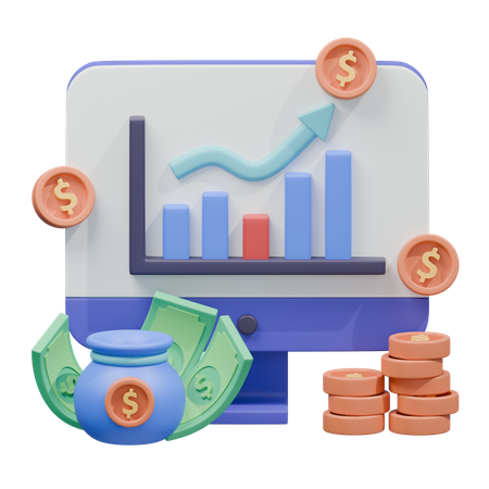 Investimento em dinheiro de crescimento digital  3D Icon