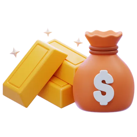 Investimento em ouro  3D Icon